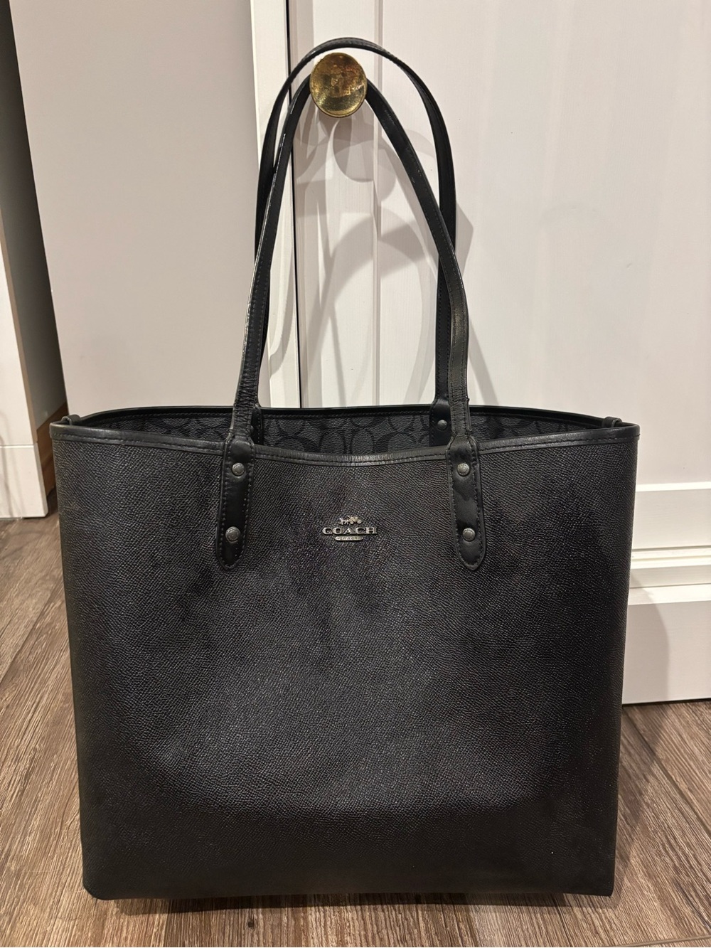 Coach Reversible City Tote in signature black and grey - Picture 5 of 6
